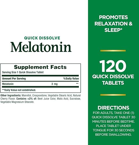 Miniatura 8 de Comprimidos de melatonina Natures Bounty 00001 oz disolución rápida MELATONIN448407 1 1