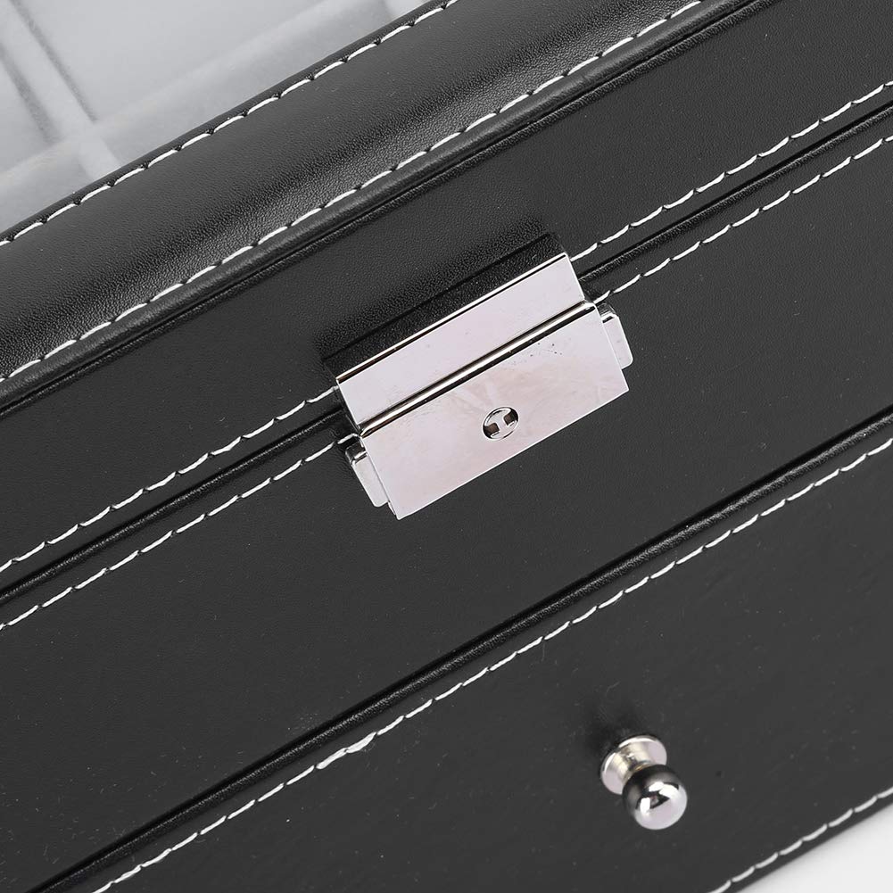 Custodia Porta Orologi a Doppio Strato per 20 Orologi in Velluto Nero e Pelle PU, Ideale per Collezionisti e Appassionati