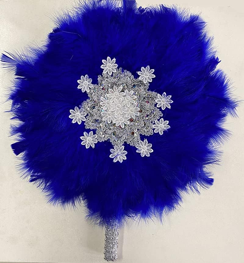 Msbfea African Feather Fan Design African Champagne Feather Big Fan Ladies Wedding Feather Fan for Bride Two Side Feather Nigerian Feather Color 878