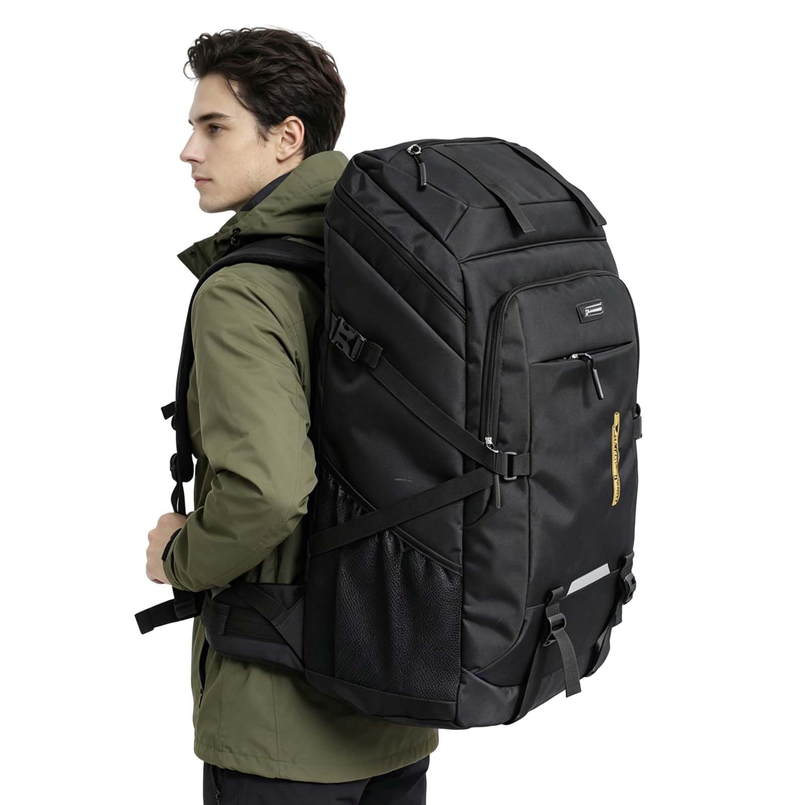 Naapesi Sac à Dos Randonnée Homme Femme 50L, Sac a Dos Voyage Imperméable Grande Capacité, Sac de Randonnée Léger et Respirant pour Trekking, Camping, Sport en Plein Air - Noir