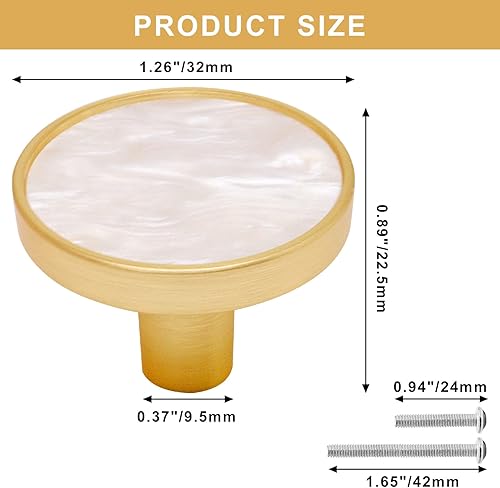 Miniatura 2 de 12 pomos dorados para cajones de tocador, pomos de latón cepillado para cajones, pomos de tocador, pomos dorados de 1-14 pulgadas para gabinetes de