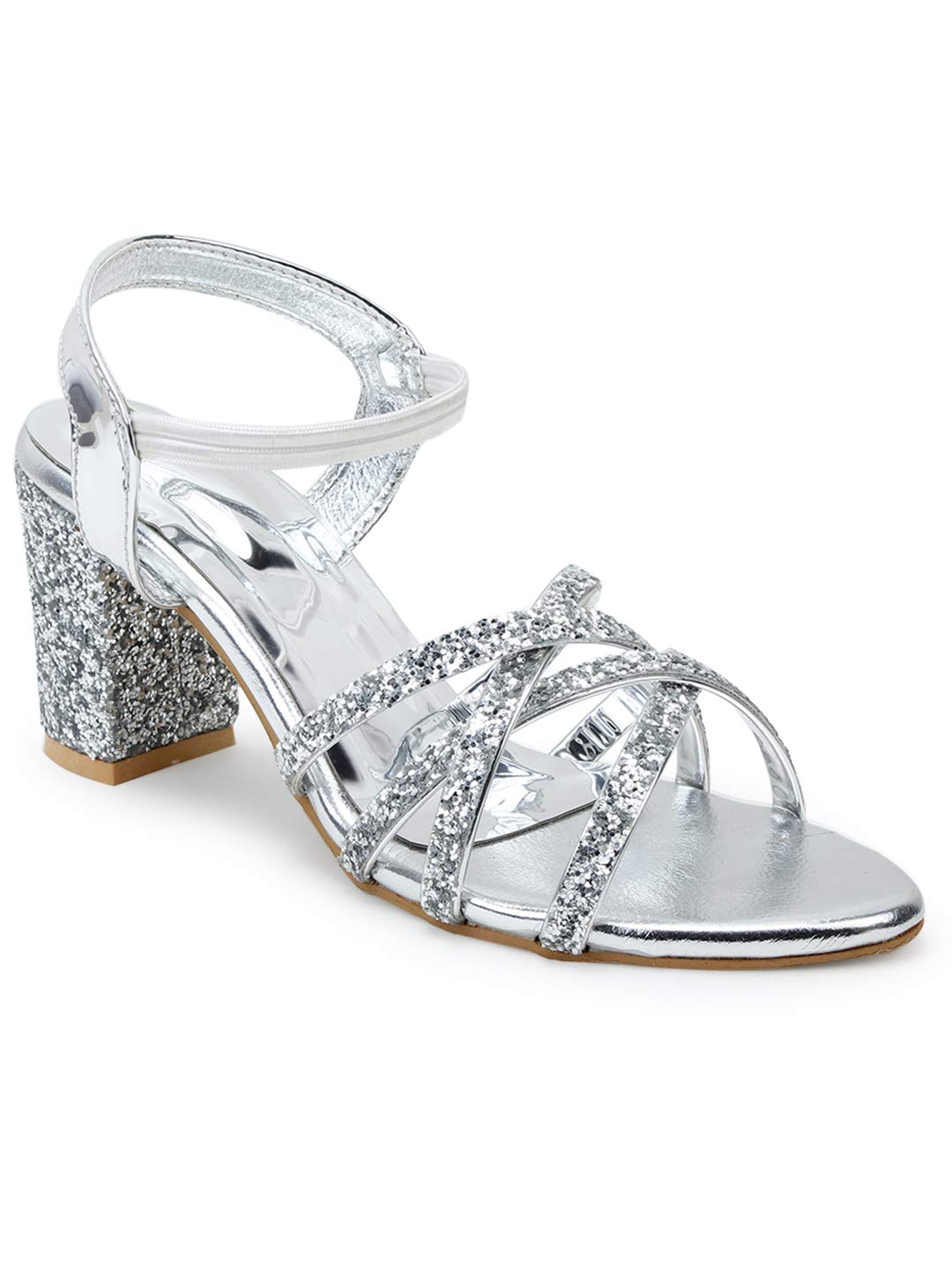 Fashion Box Block Heels Womens Sandals (SILVER, numeric_5) (B08JFZ15ZP) Amazon Price History, Amazon Price Tracker