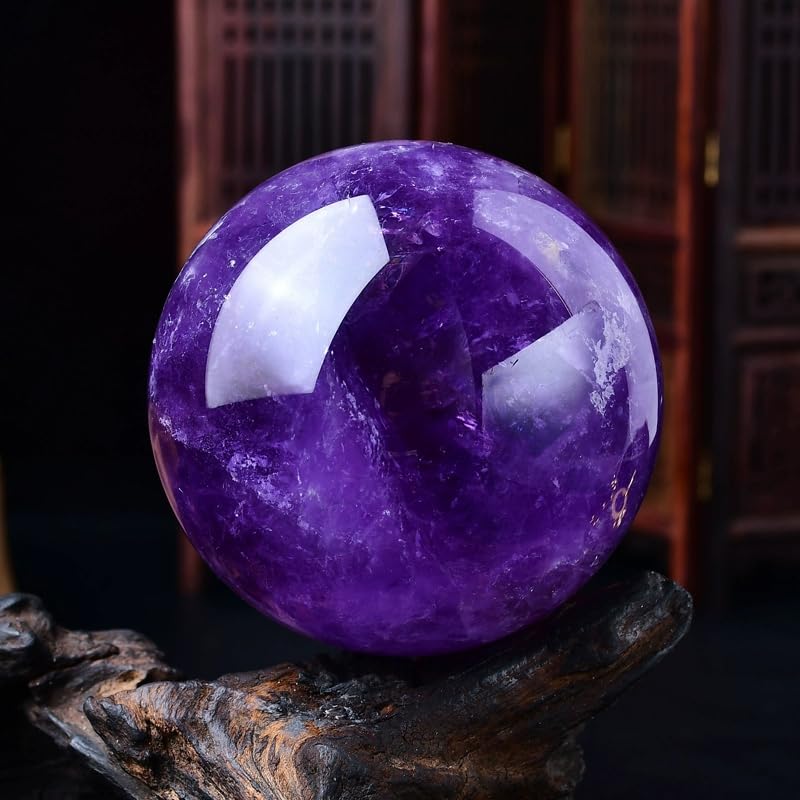 HWXMUGLXL Amethyst Ball brutes Balls Bureau Chance Lung Shui Dedicated,Purple,80mm Gemstone Stone