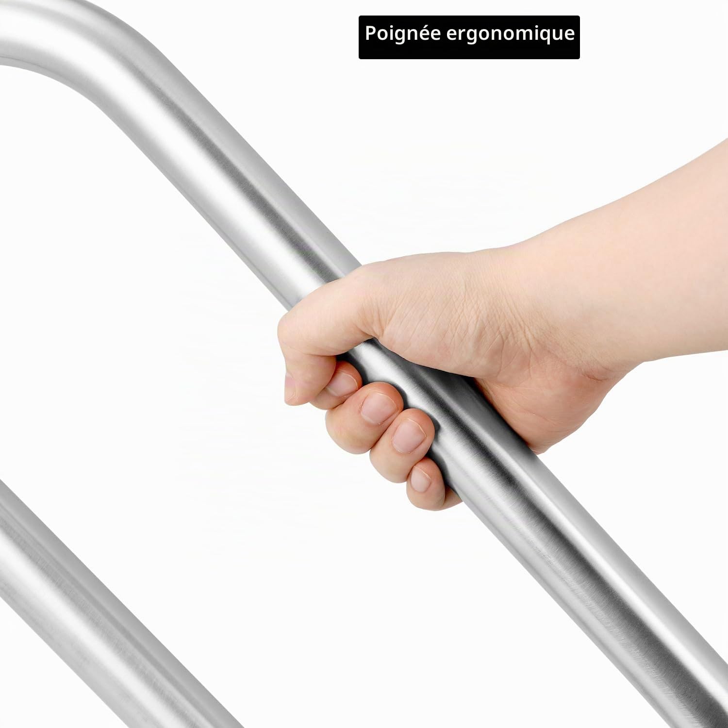 QWORK® main courante en forme de u en 304 acier inoxydable de 60 cm, rampe d'escalier extérieure, rampes pour 1 à 3 marches, pour jardins, hôtels, écoles, maisons de retraite