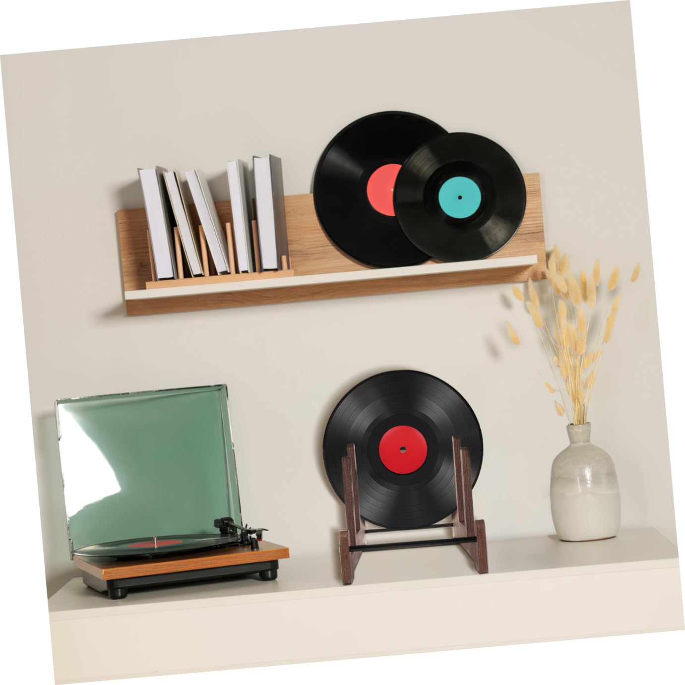 HOMSFOU 3livello Scaffale Porta Dischi Vinile Tre Supporto Espositivo per Dischi in Vinile Porta Album e Libri Soluzione Organizzativa per Ufficio e Casa
