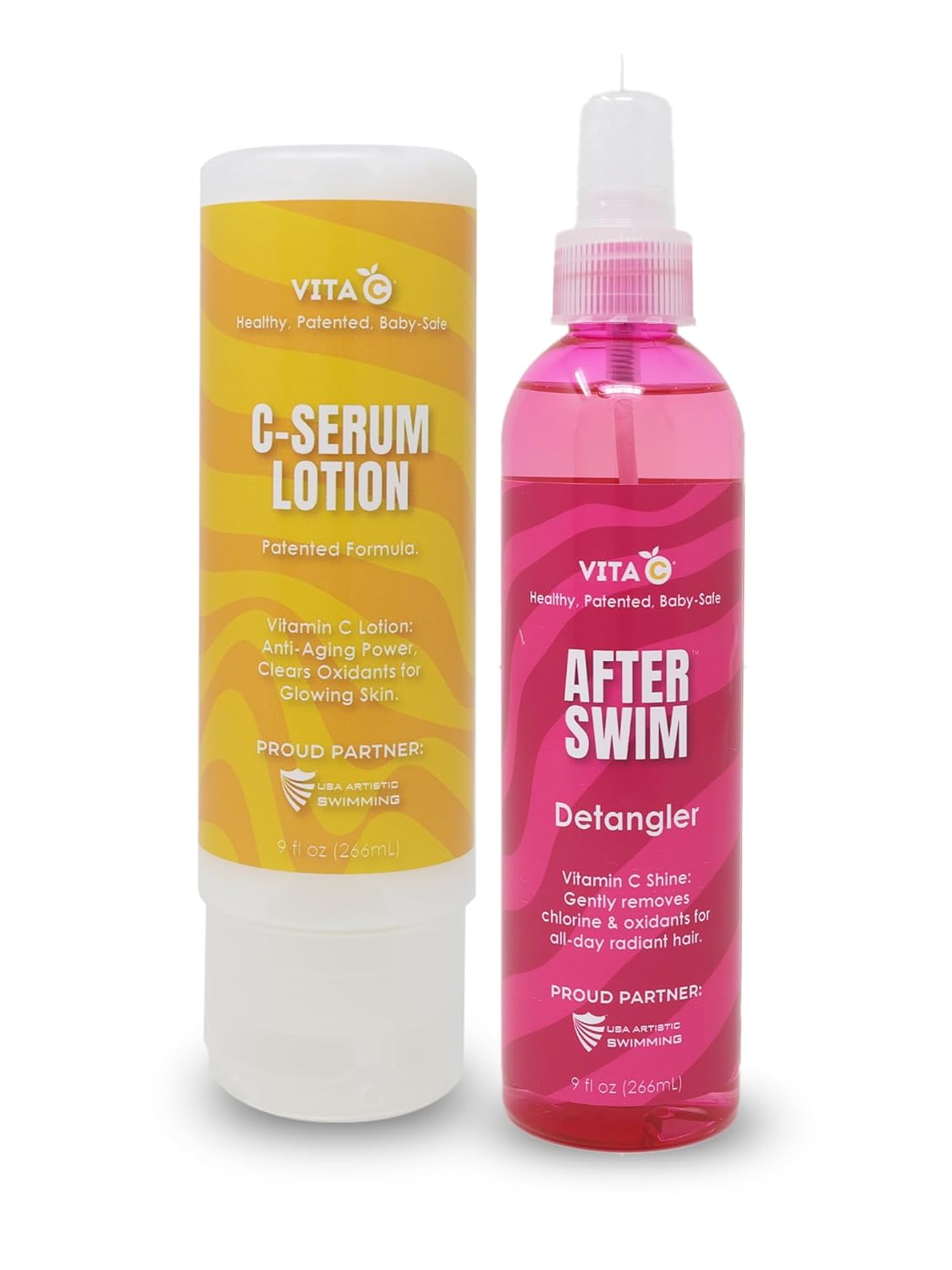 Vita C® After Swim™ Lotion & Detangler Bundle | Soothes Dry Skin, Removes Chlorine Odor, Detangles & Smooths Hair | Hydrating Post-Swim Duo for Hair & Body Recovery