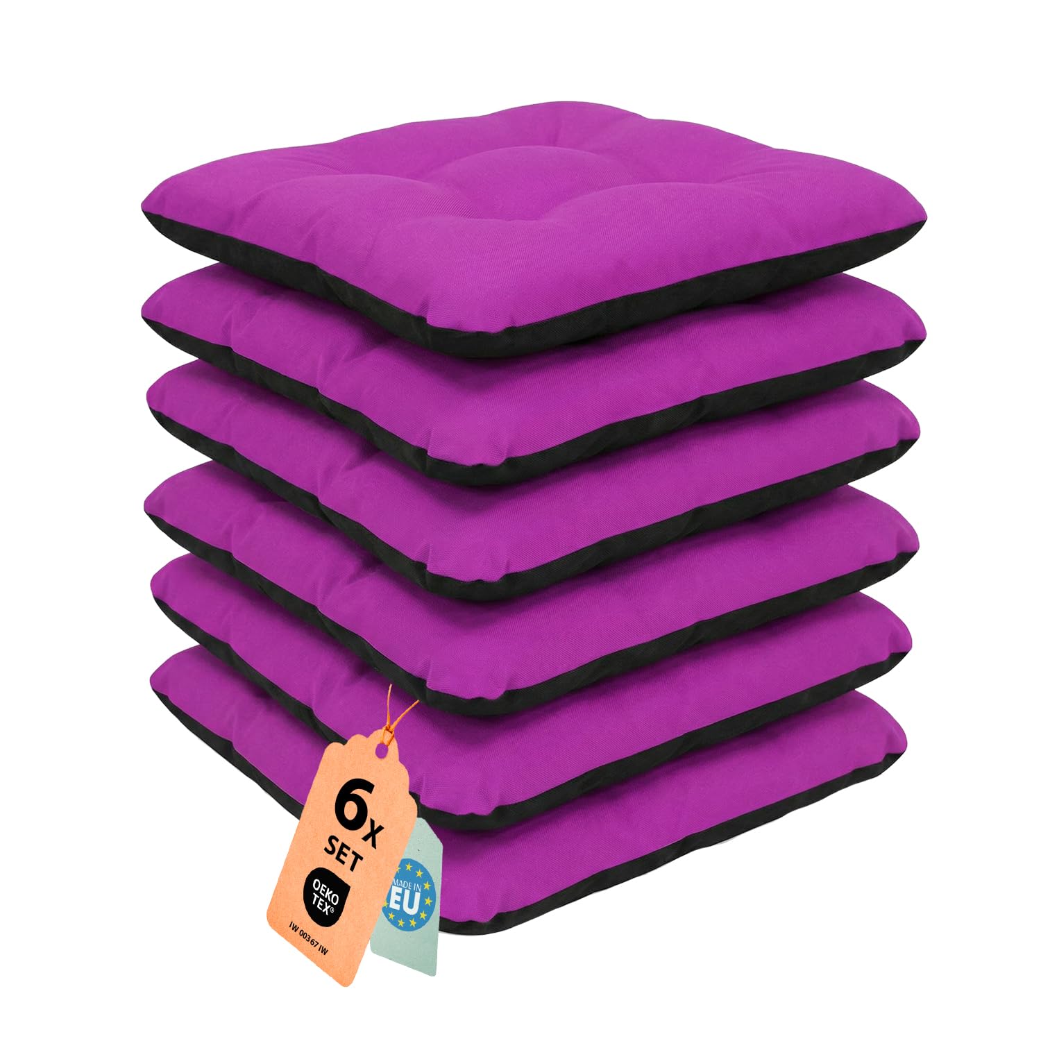 Coussin de jardin 45x45 cm lot de 6 galettes imperméables pour chaise banc et canapé