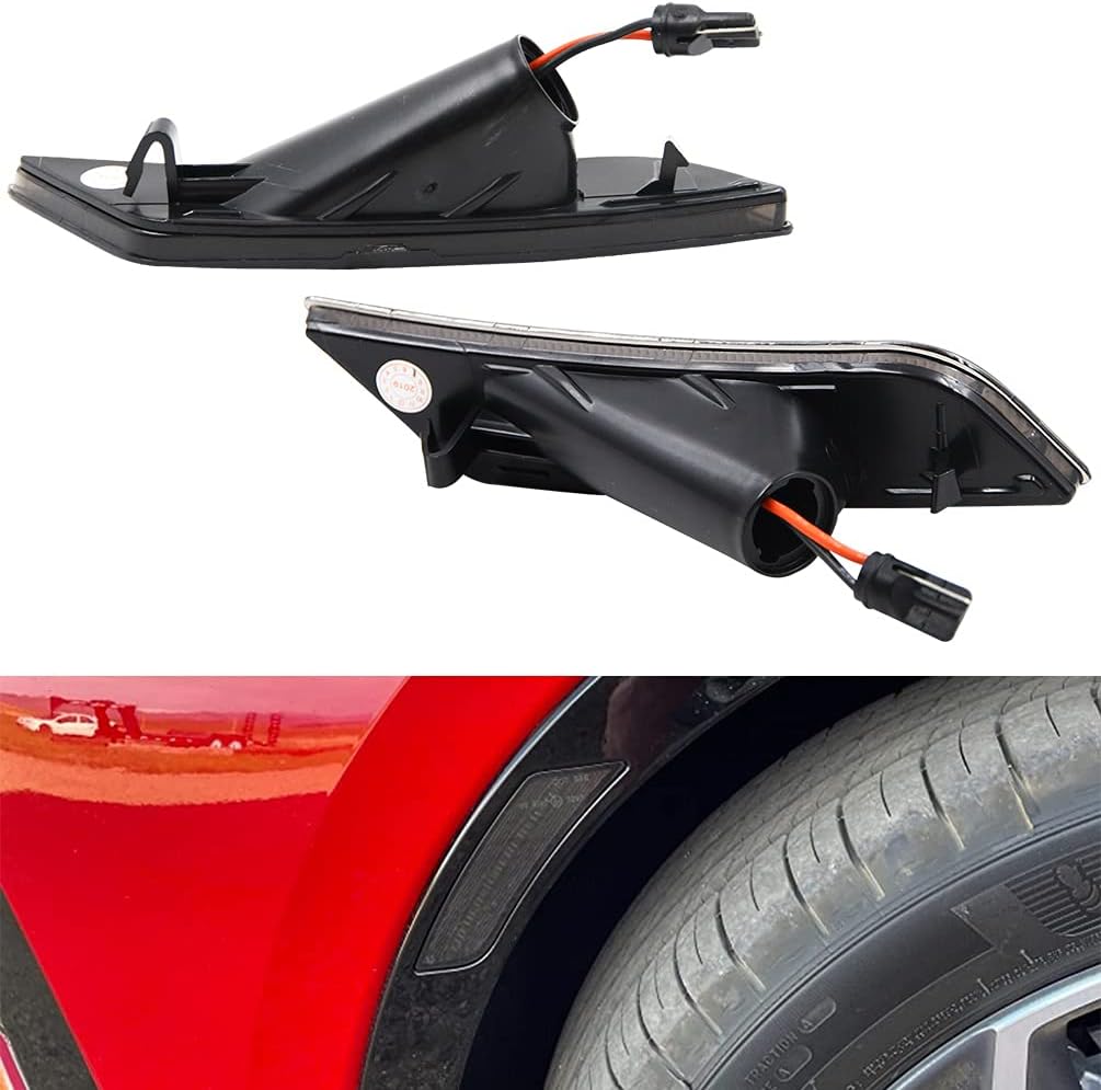 NJSBYL Blazer Side Marker Light Kits for 2019-2023 Chevy Blazer Smoked Lens Amber LED Turn Signal Lamps Lights Kits Chevy Blazer Wheel Full LED Bumper Sidemarker Lamps Replacement