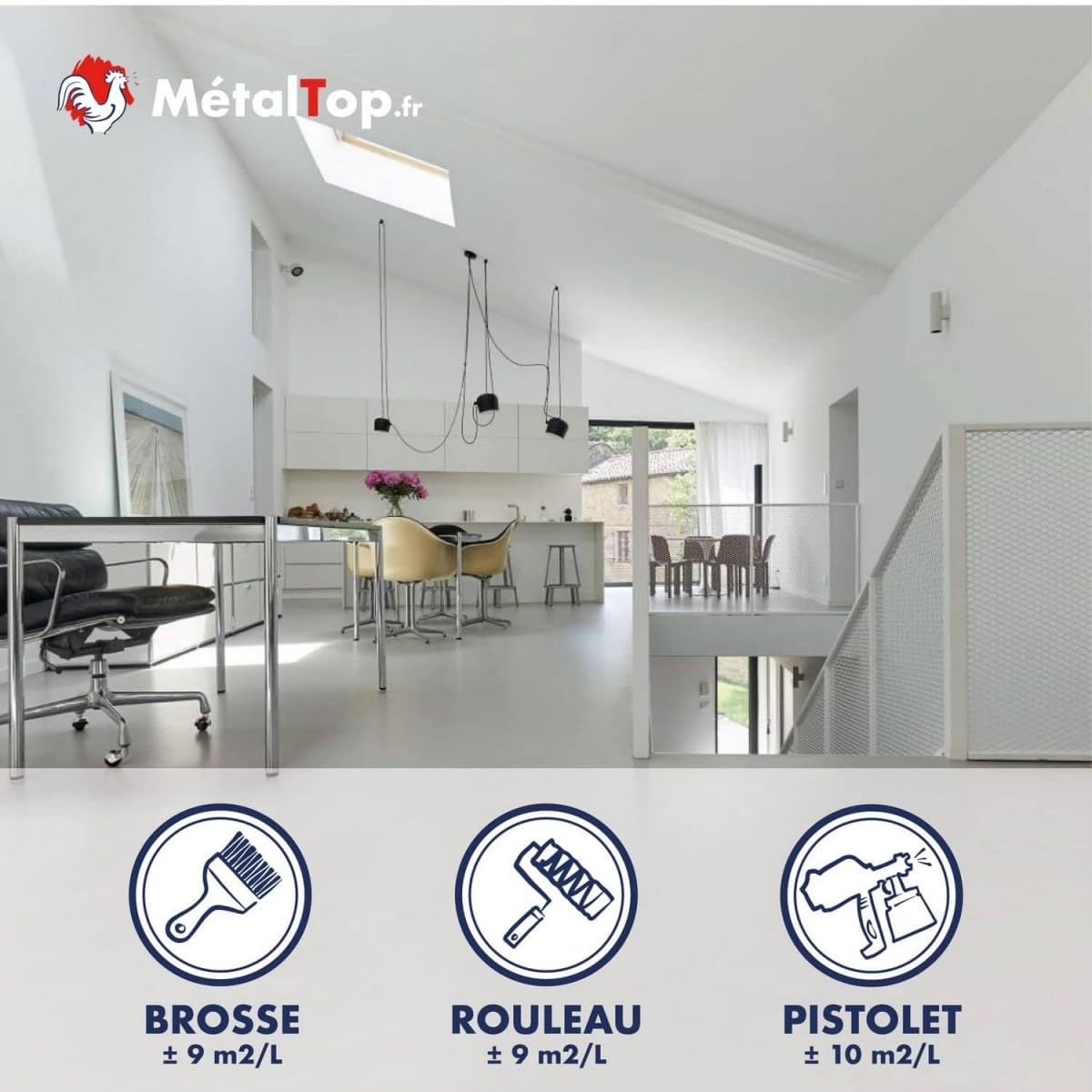 Metaltop - Vernis Mat Beton - 1 L - Protection invisible et durable pour sols en béton, sans modifier l'aspect