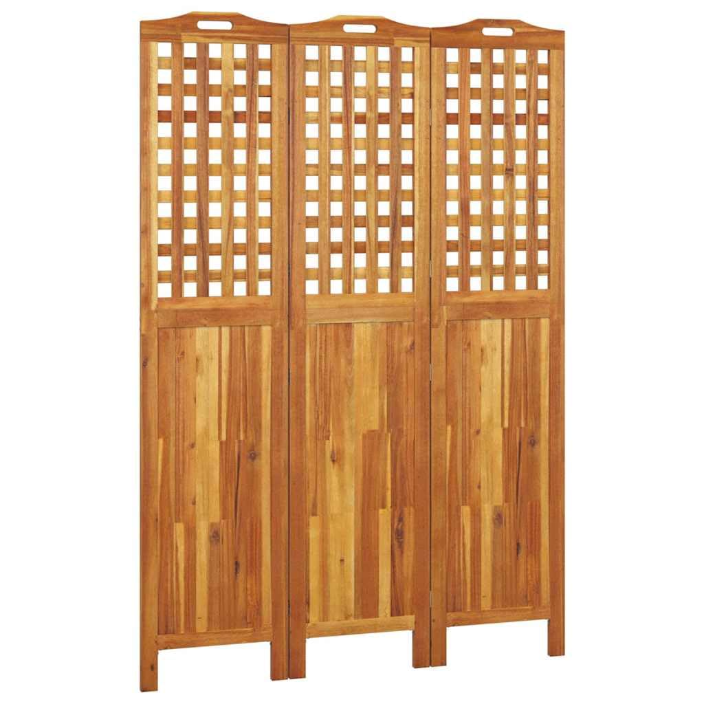Divisorio in legno massiccio di acacia, 3 pezzi, 121,5 x 2 x 180 cm, paravento pieghevole per privacy e privacy in soggiorno