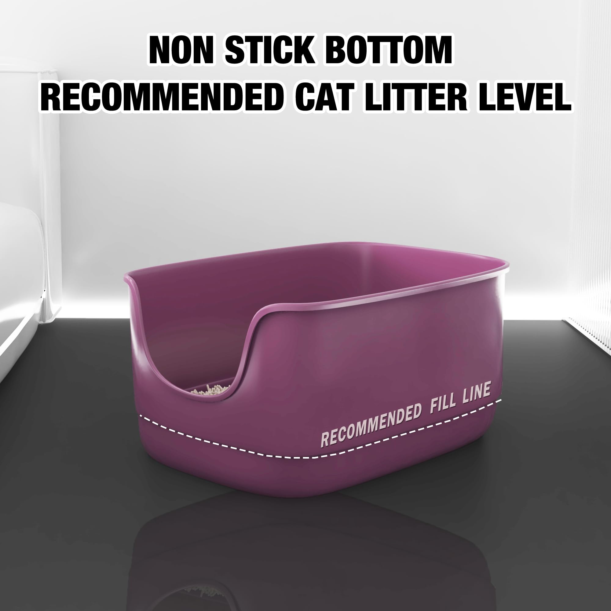 Suhaco Bac à Litière Haut pour Chat Anti-éclaboussures Grande Litière Ouverte 61 x 48 x 31 cm pour Petits Chats Bac à Litière à Entrée Basse (Violet XL)