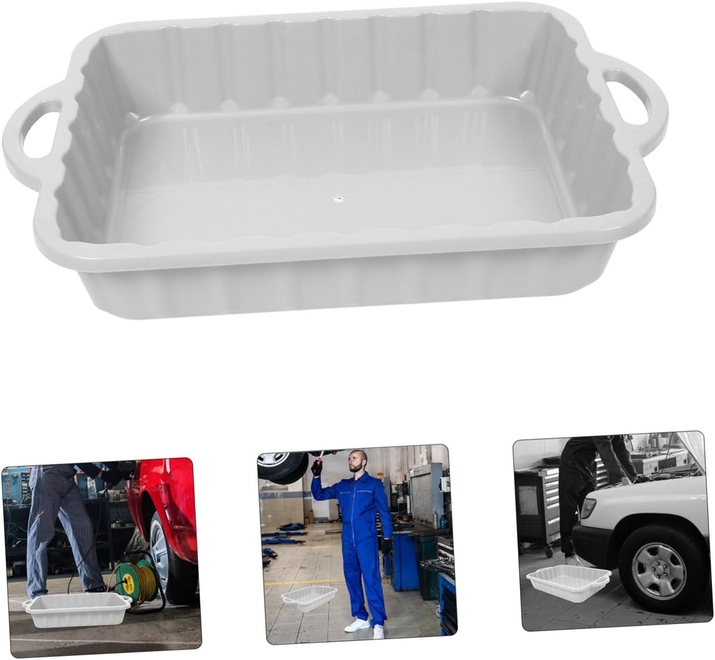 STOBOK Low Profile Oil Drain Pan for Oil Changing Car Engine Oil Collector Tray with Spill Design for Easy Oil Changes Durable Waste Oil Drip Pan Fits Low Vehicles