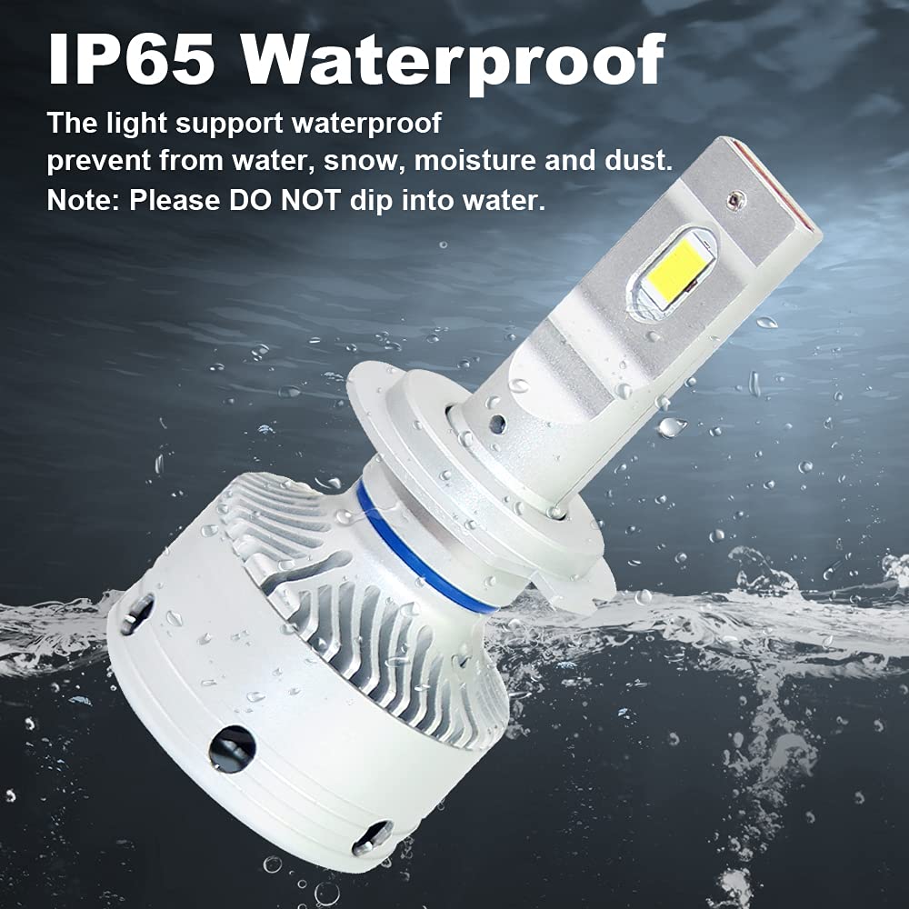 Kit Full Led H7 12V 50W,Super Luminosa 8000 Lumen, Canbus All In One Senza Led Driver,Impermeabile IP65, Dissipazione a Ventola Silenziosa
