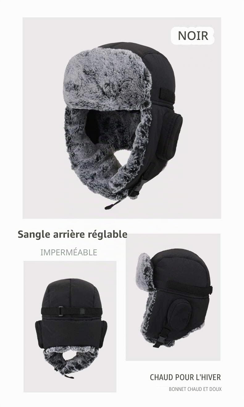 Chapeau de Chasse Trappeur Chaud Chapeau de Chasse Chapeau à Oreilles Trooper Casquette Russe Masque Ushanka Chapeau de Fourrure Hommes Femmes