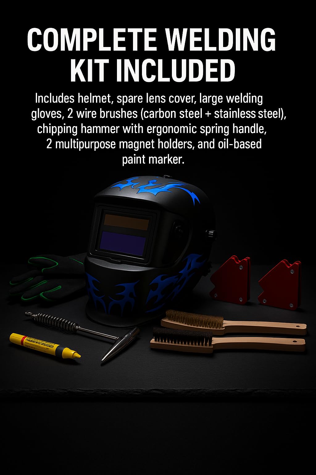 Blue Design Auto-Darkening Welding Helmet Kit, Solar-Powered 1