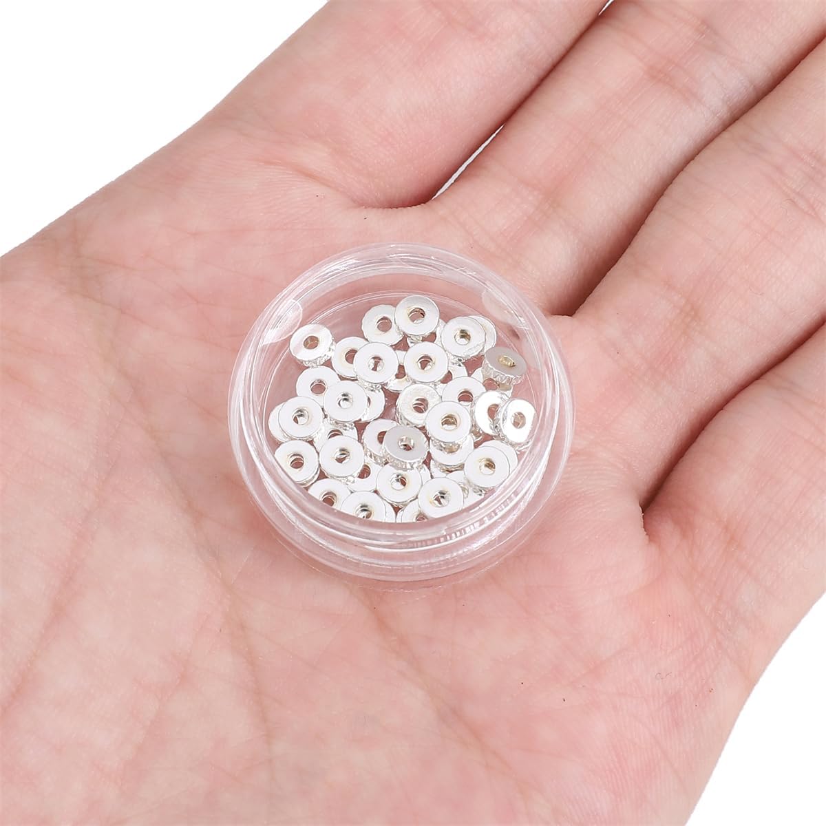 Silver Plated Disk Spacer Beads 4x1.2mm 50pcs for Jewelry Making Findings Non Tarnish - Image 2