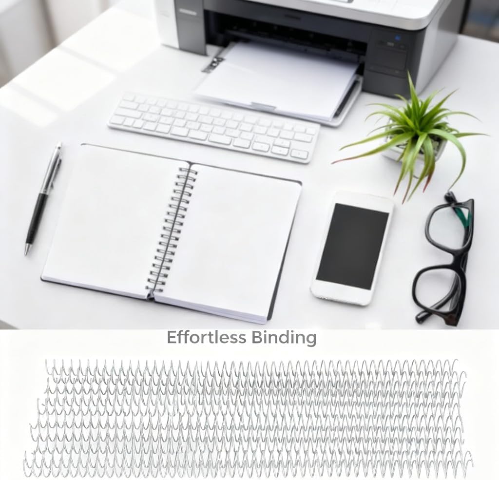 Binding Spiral Coil 16mm Diameter 48 4:1 Pitch 140 Sheet Capacity Silver, 100 Pack - High Capacity, 360 Degree Page Flip, Ideal for Office and School (Type 2)