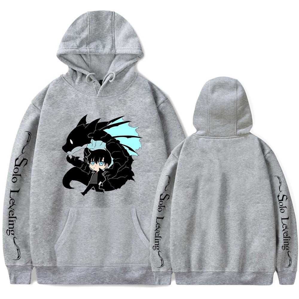 Solo Leveling Hoodie Anime Sweatshirt Sung Jin-Woo Felpe con Cappuccio Unisex Cartoon Pullover con Maniche Lunghe