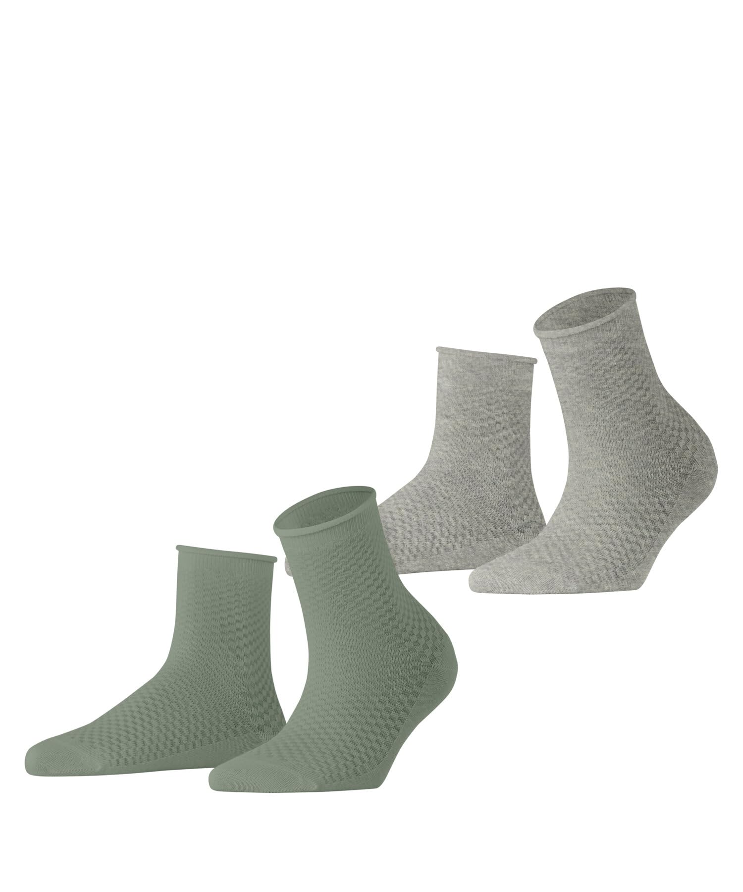 ESPRIT Damen Socken Fine Mesh Multipack W Sso Baumwolle einfarbig 2 Paar, Mehrfarbig Green Grey 0030, 35-38