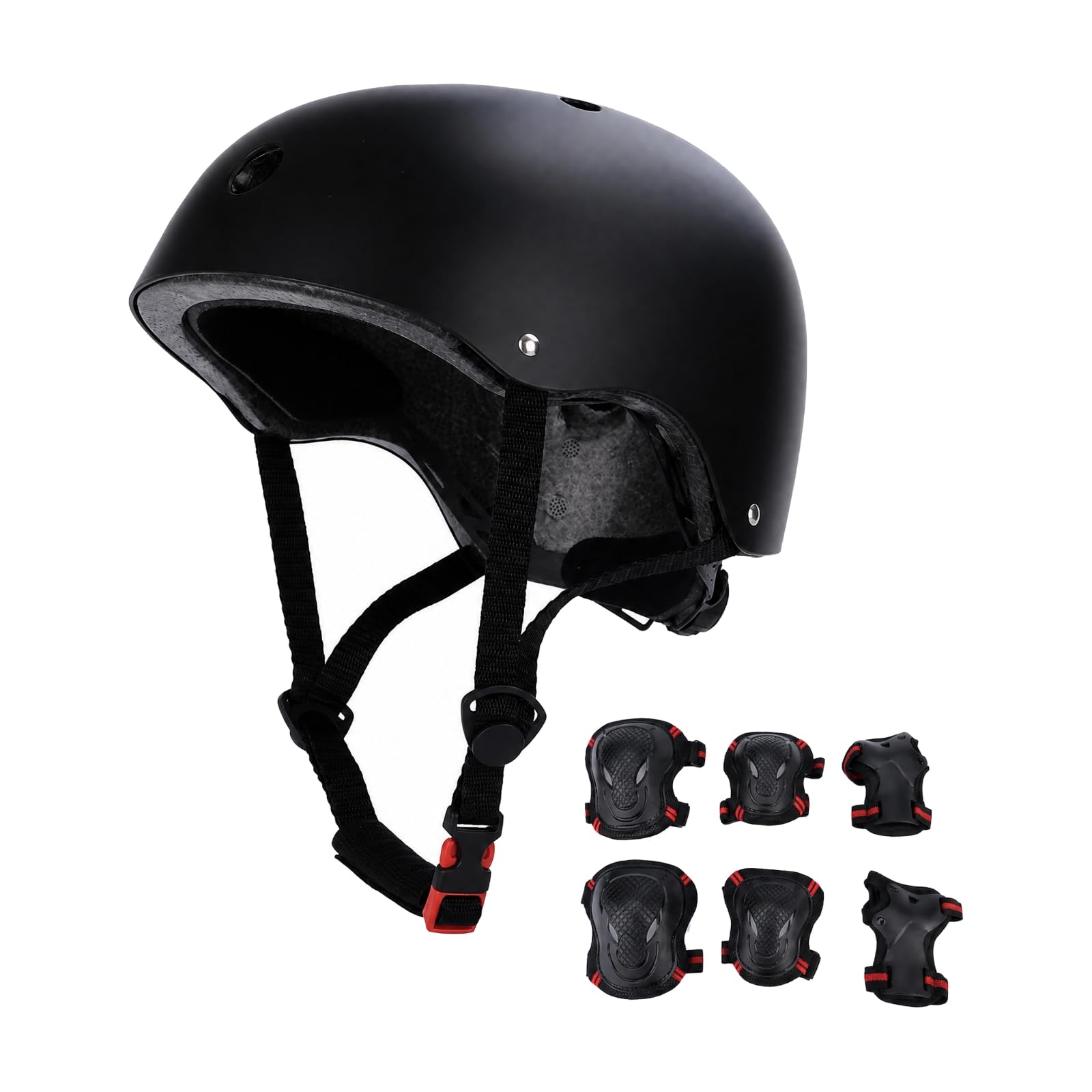 TISHITA Casco con Set di Protezioni per Ginocchia Gomiti e Polsi Regolabile Kit Protezione con Casco e Protezioni Articolari per Pattinaggio