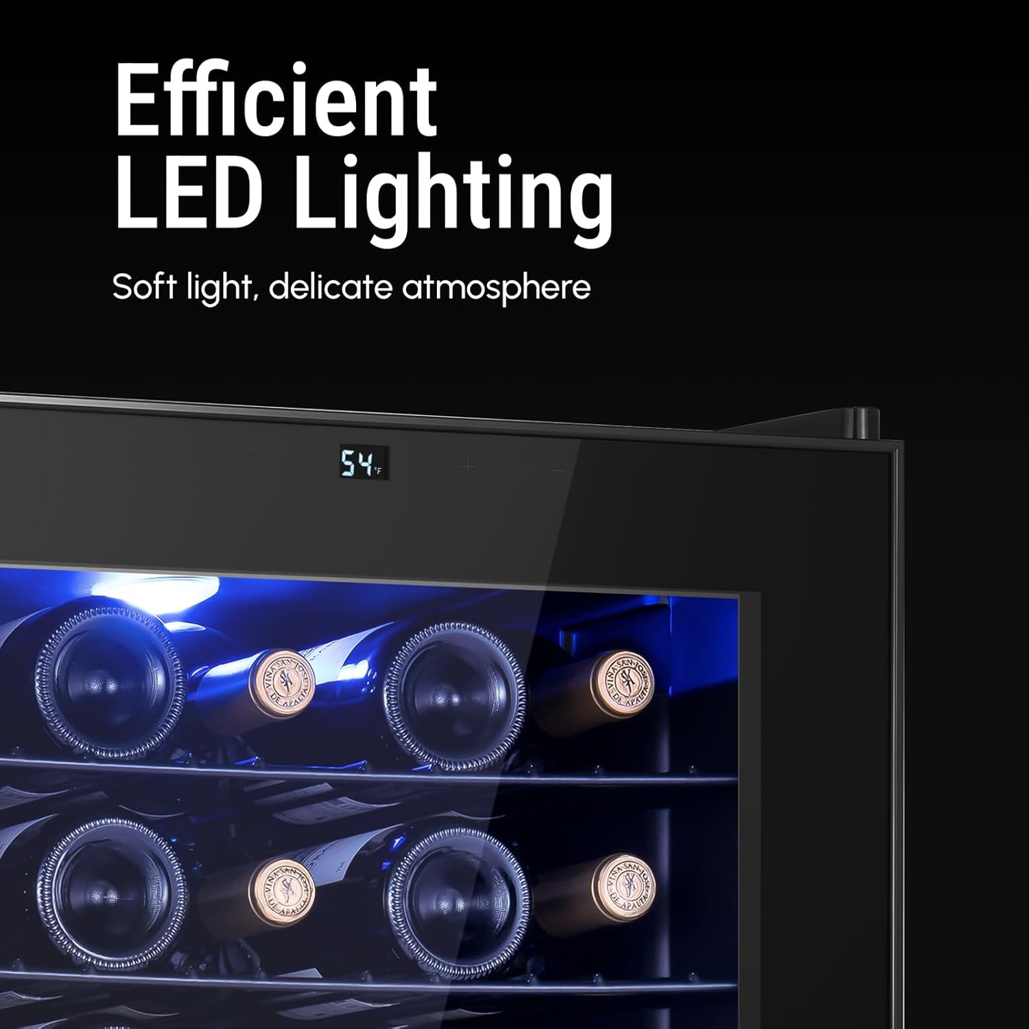 Yeego Wine Fridge, 34 Bottles Wine Cooler Refrigerator, 38-65℉ Freestanding Mini Fridge with Digital Temperature Control & Double-layer Glass Door & Blue Ambient Lights for Home, Kitchen, Office, Dorm