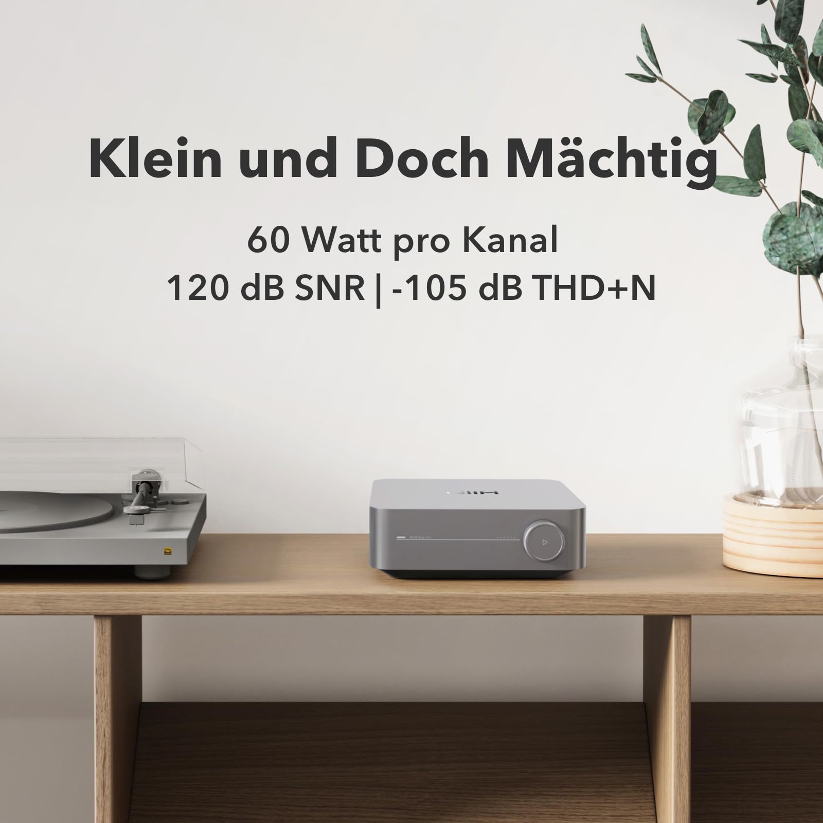 WiiM Amp Pro: Multiroom-Streaming-Verstärker | Kompatibel mit Google Cast, Alexa | HDMI, Sprachsteuerung | Streaming von Spotify, Amazon Music, Tidal & mehr - Dark Gray