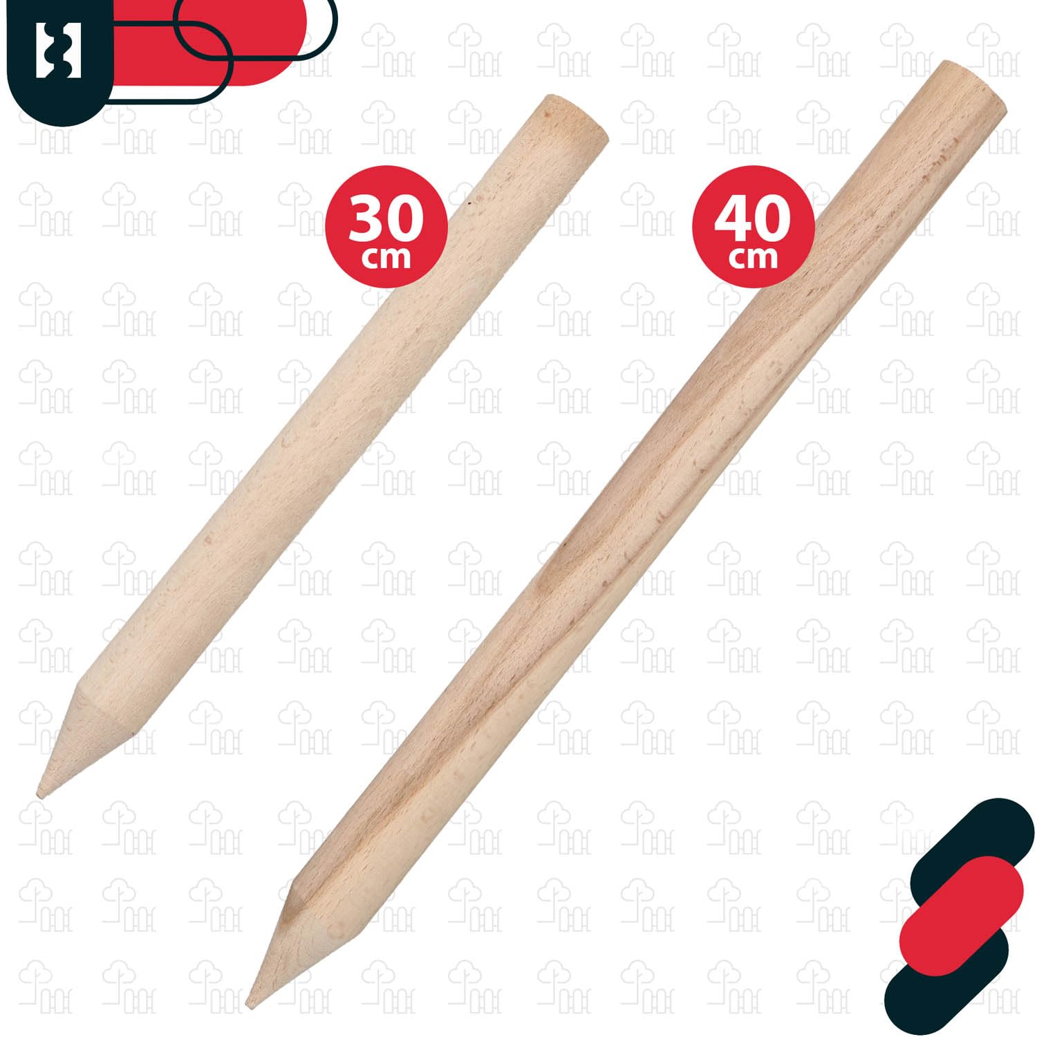 KOTARBAU® 25 szt. Paliki Drewniane Bukowe Geodezyjne - 40 cm - Podpora do Pomidorów Warzyw Drzewek