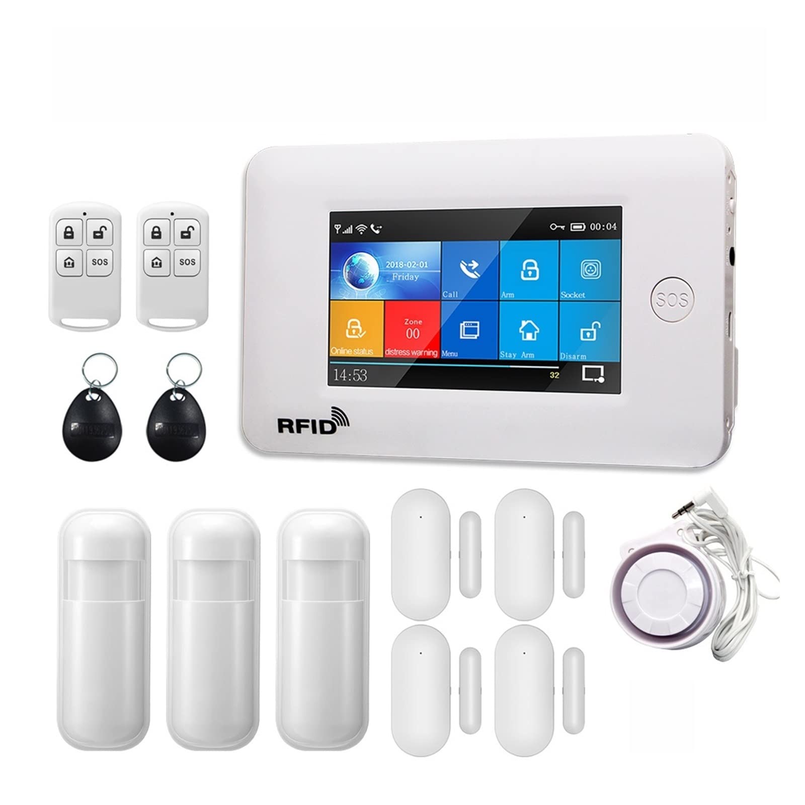 CUDTAPI 433MHz All Touch Screen Wireless GSM RFID Card Burglar Alarm System Smart Home Security DIY TUYA(G..)