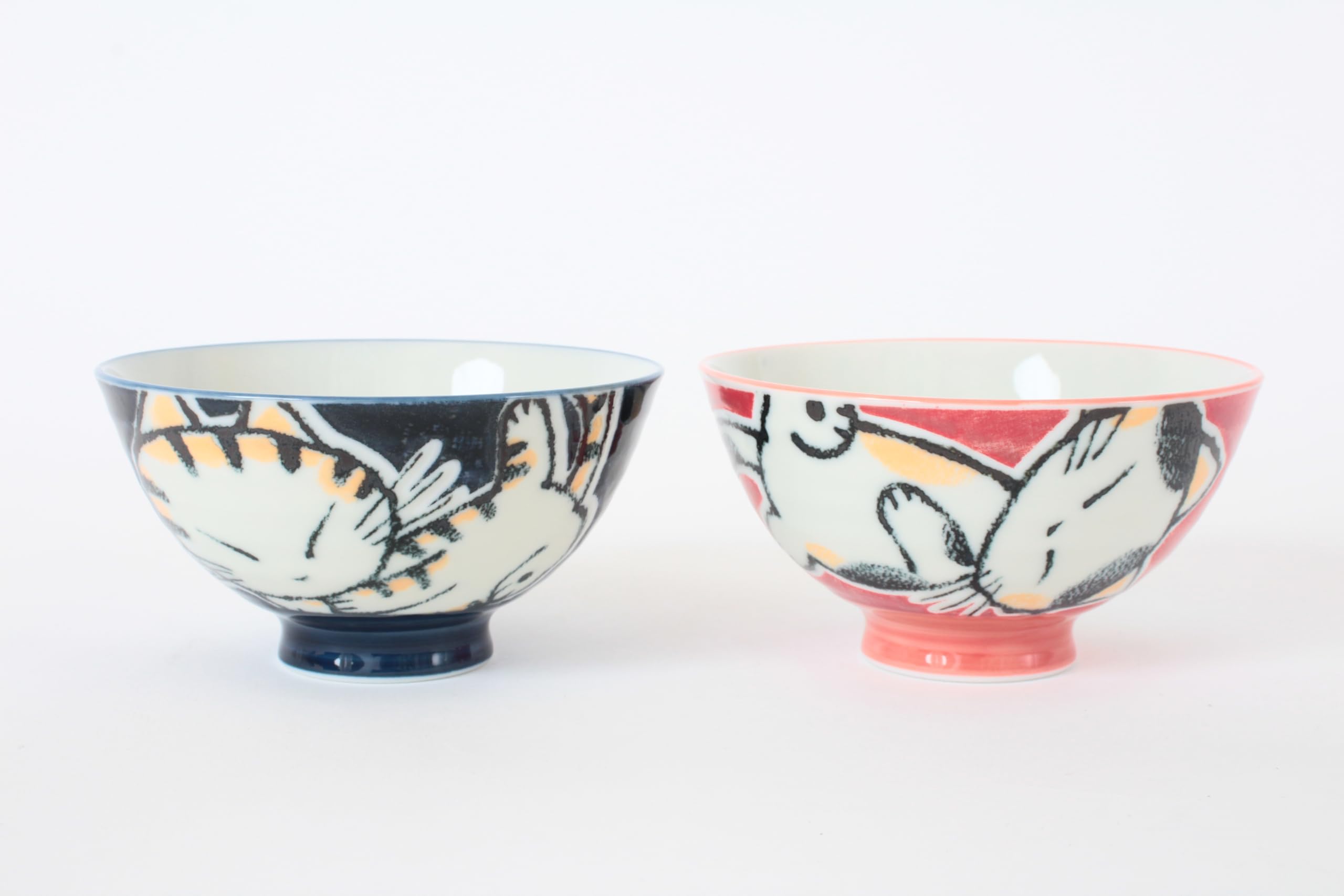 Mino ware MIG016 Lot de 2 bols à riz en poterie japonaise Motif animal Fabriqué au Japon (Import Allemagne)