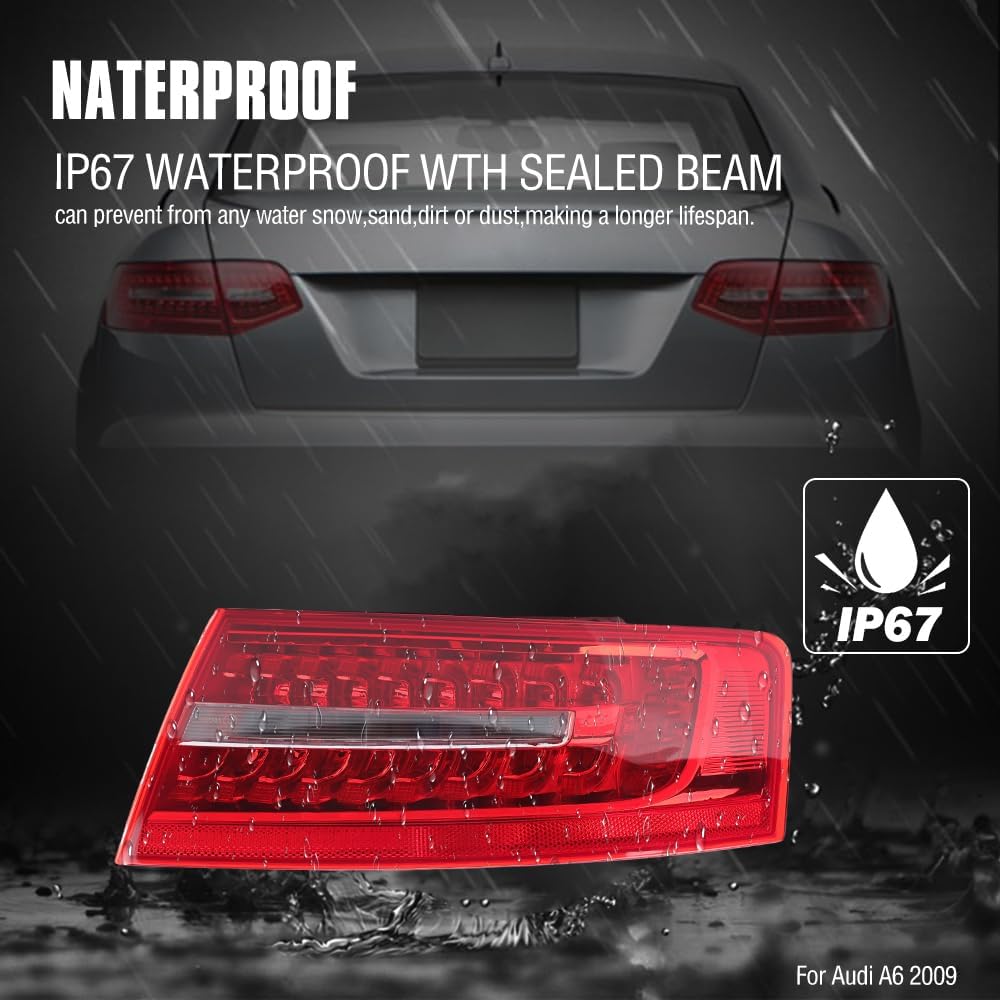 Right Outer LED Tail Light Assembly For AUDI A6 C6 Sedan 2009 2010 2011 Rear Brake Stop Lamp Replacement Passenger Side