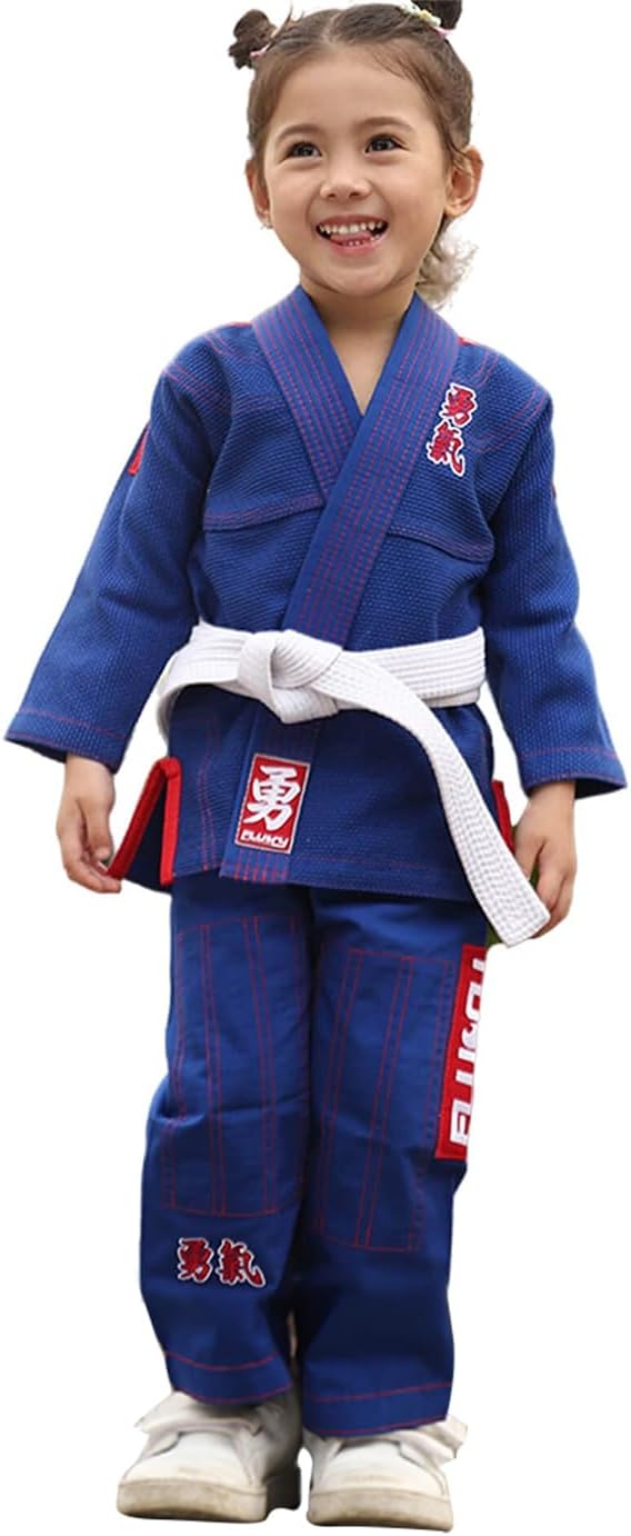 FLUORY Sports Kids BJJ GI Lightweight Youth Children’s Girls Brazilian Jiujitsu Gi Kimono Preshrunk Soft Pearl