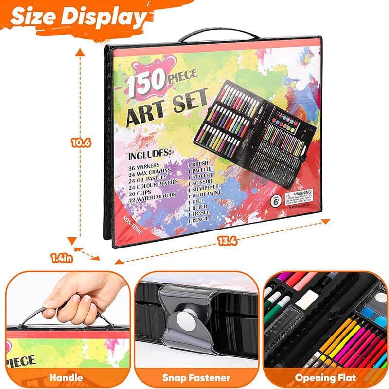 Image of TEKCOOL 150 Pieces Art Set for Kids with Case, Art and Craft Supplies Kit for Drawing and Painting, Color Set with Markers, Water Colors, Brush, Color Pencils, Crayons (Pack of 1, Black)