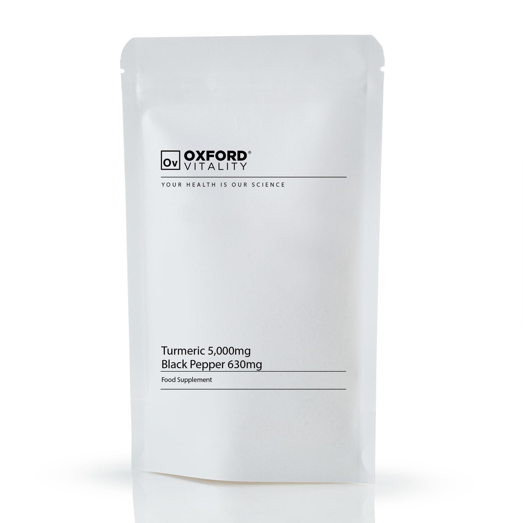 Turmeric 5,000mg and Black Pepper 630mg Capsules | High Strength | Premium Extract | Oxford Vitality (365 Capsules)