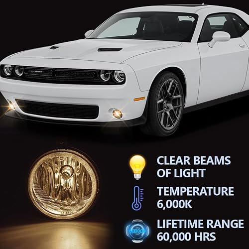 Miniatura 2 de PIT66 Conjunto de luces antiniebla compatible con Dodge Charger 06-0908-10 Dodge Challenger con bombillas, parachoques izquierdoderecho, lámparas