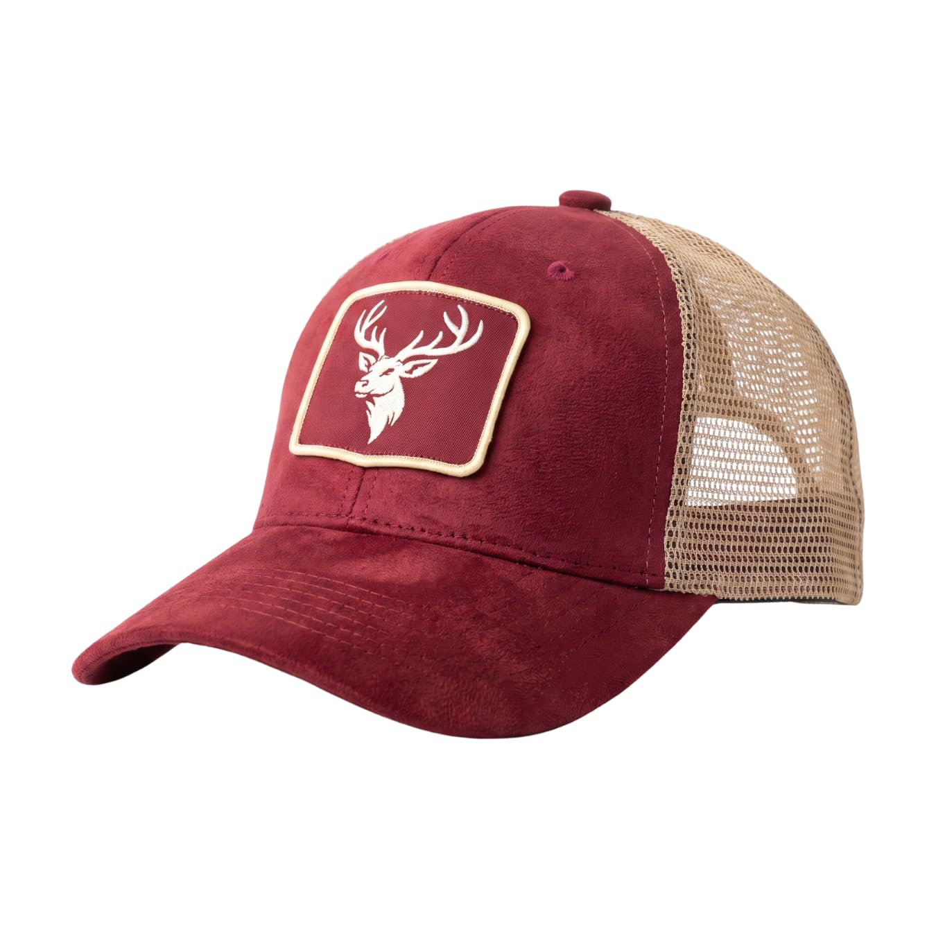 whim brim Baseball Cap for Men Original Adjustable Unisex Cap, Mens Caps Stylish, Maroon Suede Cap with Net Back, Structured 6 Panel Trucker Hat, Caballos-picture-6