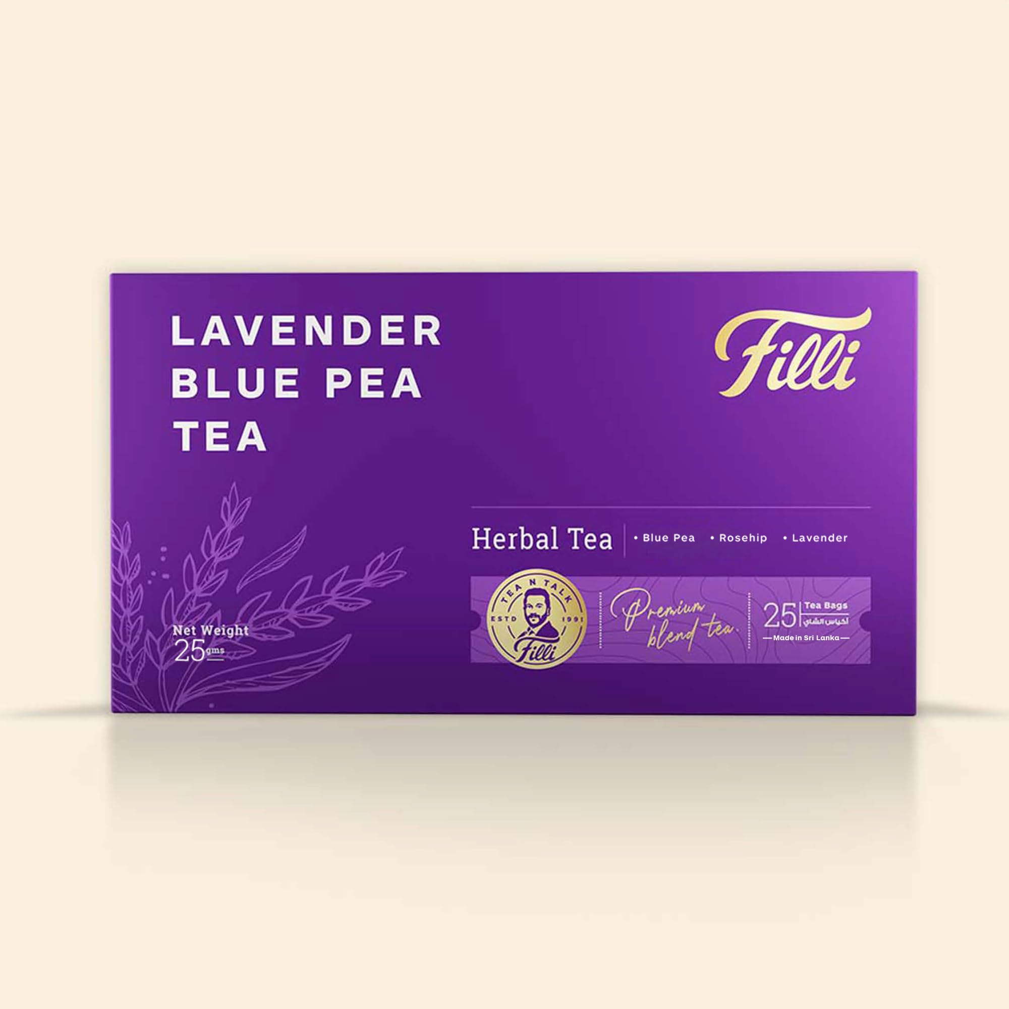 FILLI CAFE Lavender Blue Pea Tea Bags 1g x 25-Pieces