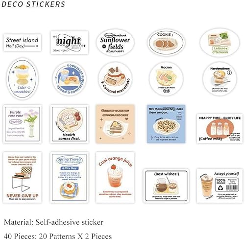 Miniatura 4 de MAFELOE Calcomanías para álbumes de recortes, 40 unidades cada una para botellas de agua de bala basura para laptop, calcomanías estéticas de papel