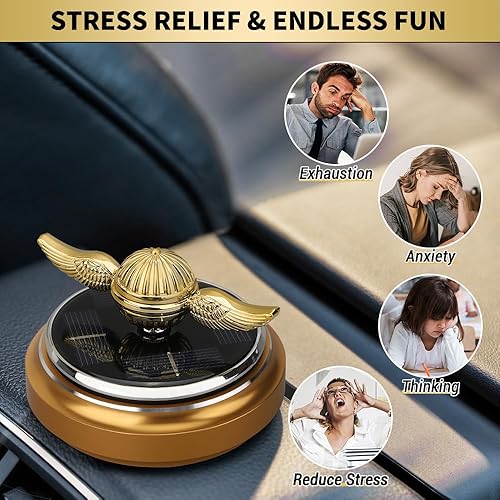 Miniatura 6 de Juguete giratorio dorado de energía solar para niños y adultos, alimentado por Sunshine Spinning Top Orb Ball Juguete de ansiedad para aliviar el