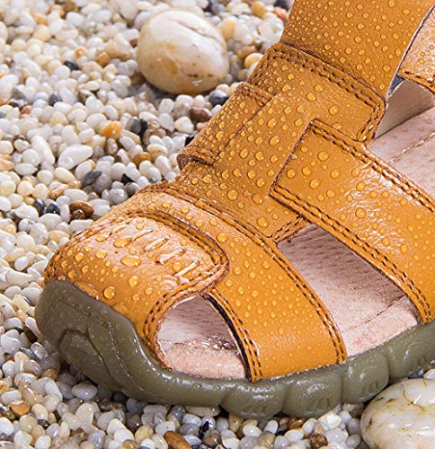 Kids’ Boys’ Girls’ Closed Toe Casual Leather Outdoor Gladiator Sandals Yellow Size 5.5M4