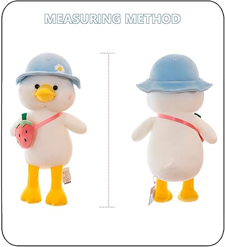 Miniatura 6 de Peluche de pato de peluche con bolsa de fresa, suave y esponjosa, regalo de cumpleaños y Navidad para bebés, niñas y niños, amarillo, 17.7 pulgadas
