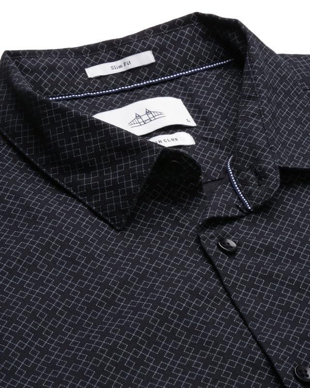 Image of British Club Men Geometric Print Slim Fit Shirt | Stylish Casual Shirt with Unique Patterns | Lightweight Shirt for Office and Outings | Tailored Slim Shirt for Work |