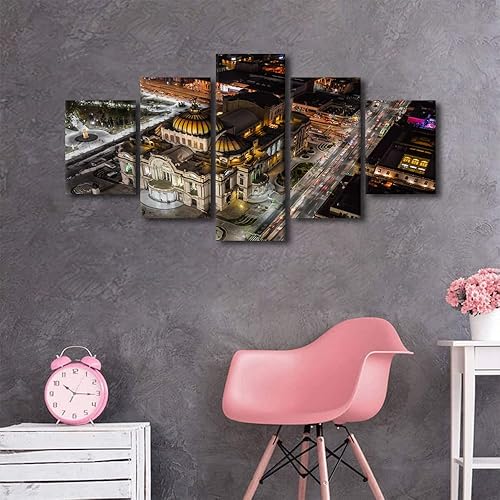 Vista 201 de TUMOVO 5 paneles de arte de pared de volcán en México, impresión sobre lienzo, paisajes naturales, cuadros para dormitorio, decoración del hogar