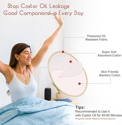 Miniatura 5 de 4 almohadillas de lactancia de aceite de ricino rosa, paquete de aceite de ricino reutilizable menos desorden, almohadillas orgánicas de compresión