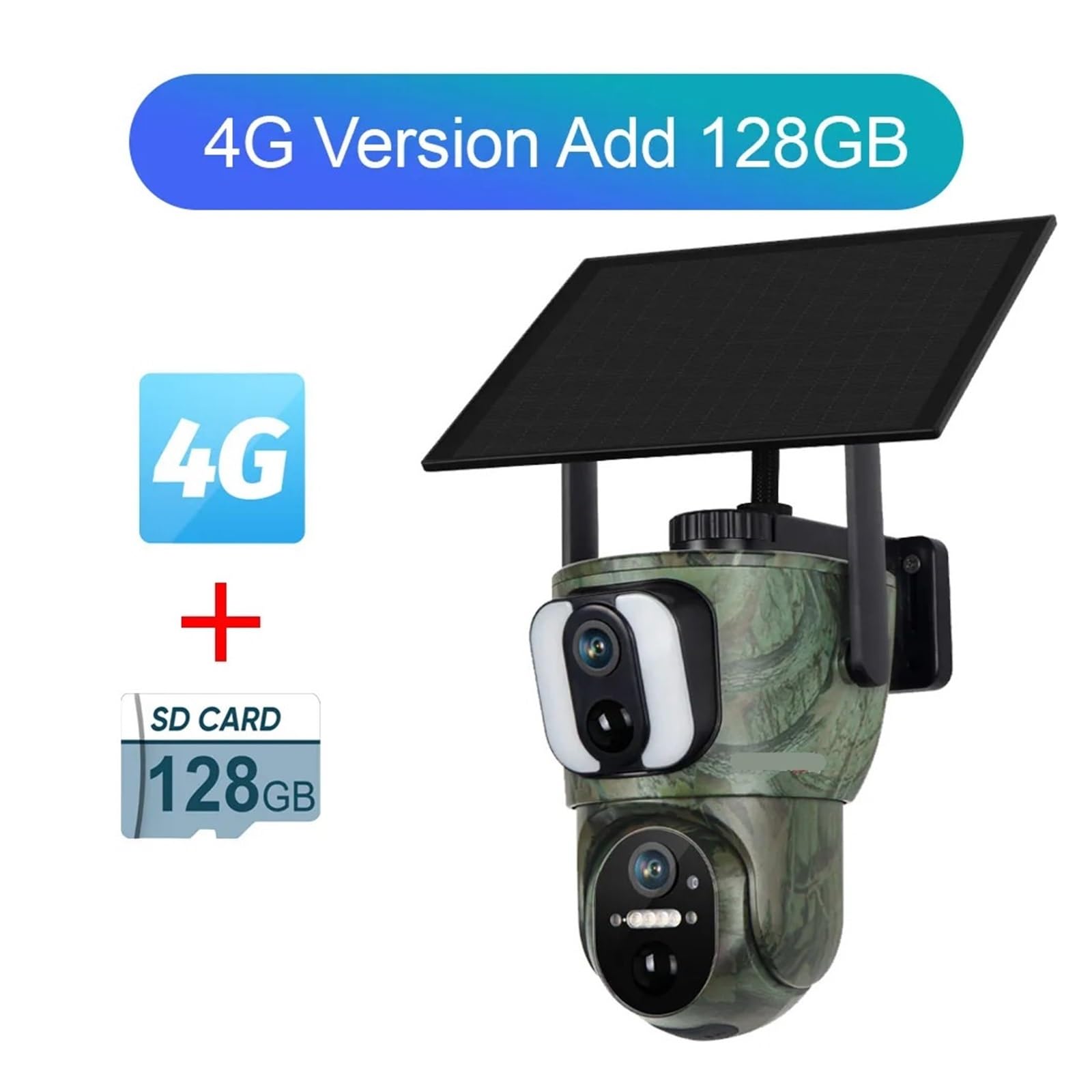 Cámara Solar 4K 4G/WiFi cámara de rastreo de Pantalla Dual detección PIR al Aire Libre visión Nocturna cámara de Monitor de Caza de Vida Salvaje(4G CAM Add 128G)