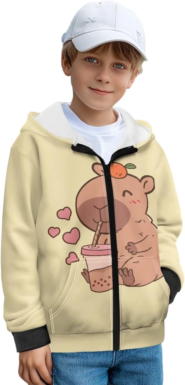 Girls Oversized Hoodies Warm Cute Full Zip Long Sleeve Sweatshirts School Outdoor Fashion Pullover Top with Pockets