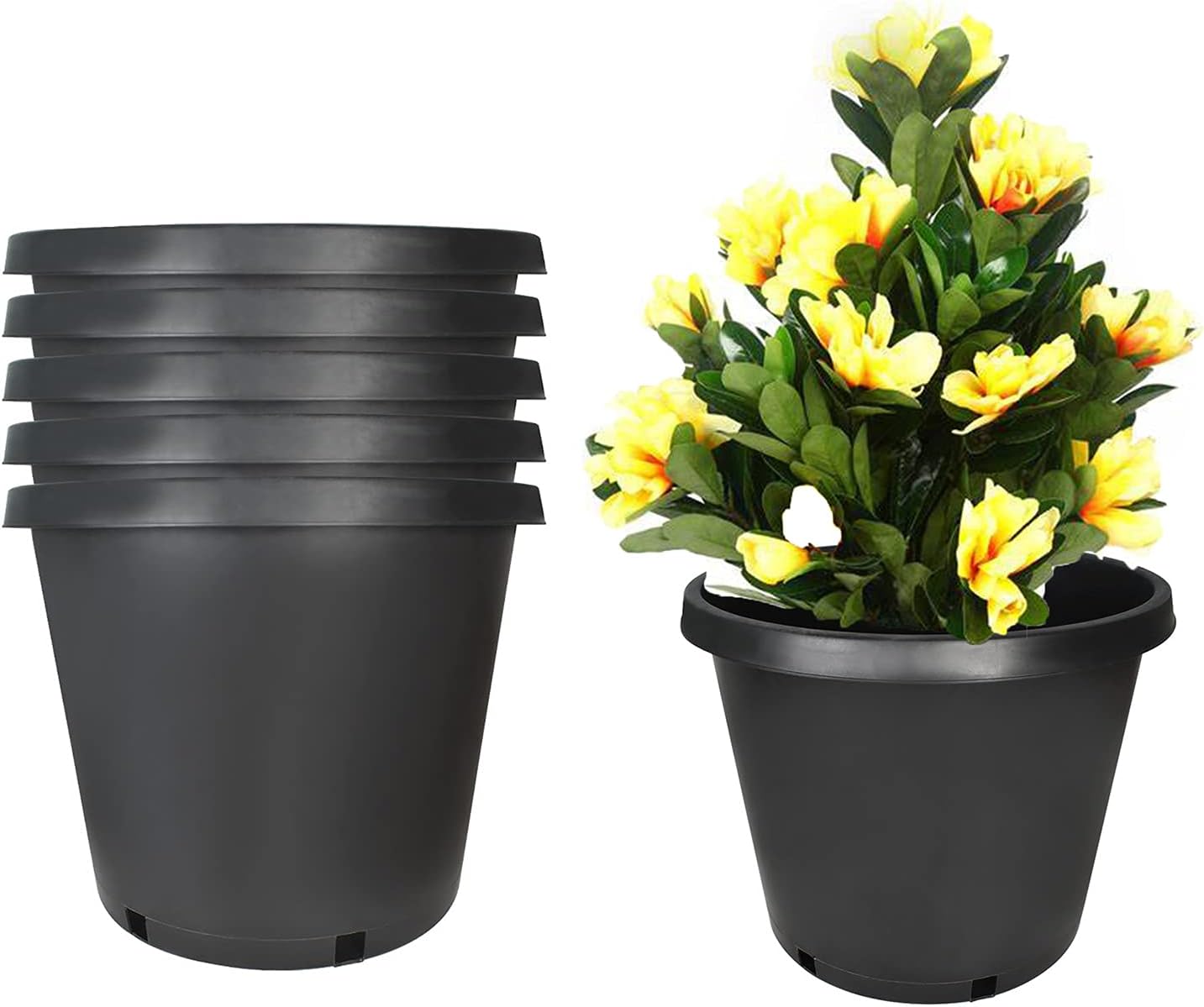 5-Pack 15 Gallon Premium Black Nursery Pot Plant Container Garden Planter Pots (15 Gallon)