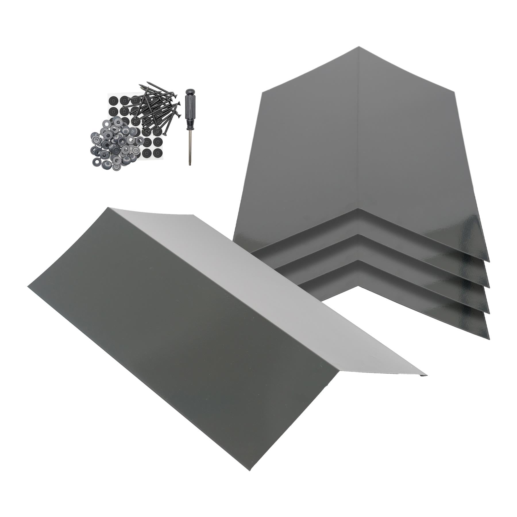 Harbour Housewares 5-Pack Anthracite Metal Roofing Ridge Caps - Galvanised Steel Waterproof Rust-Resistant Finish - Flexible Heavy Duty Roof Apex Protection for Shed Garage Outbuilding