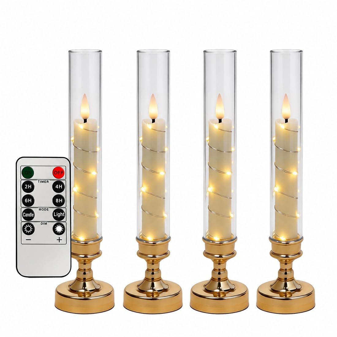 RC Candele coniche a LED, senza fiamma, con timer