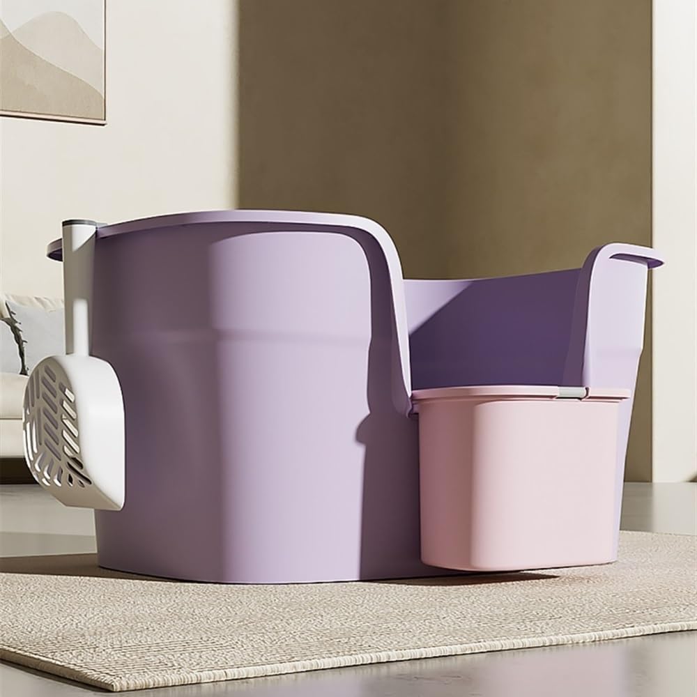 Exclusivo para Gatos y Perros Caja de Arena for Gatos Pared Alta XL, Caja antisalpicaduras for, Bandeja for Lados Altos Grandes, for Varios, Gigante para Interiores(Purple)