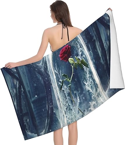 Beauty The Beast - Toallas de playa de rosas súper suaves, altamente absorbentes, de 32 x 52 pulgadas, extra grandes, para hotel, spa, yoga, playa,